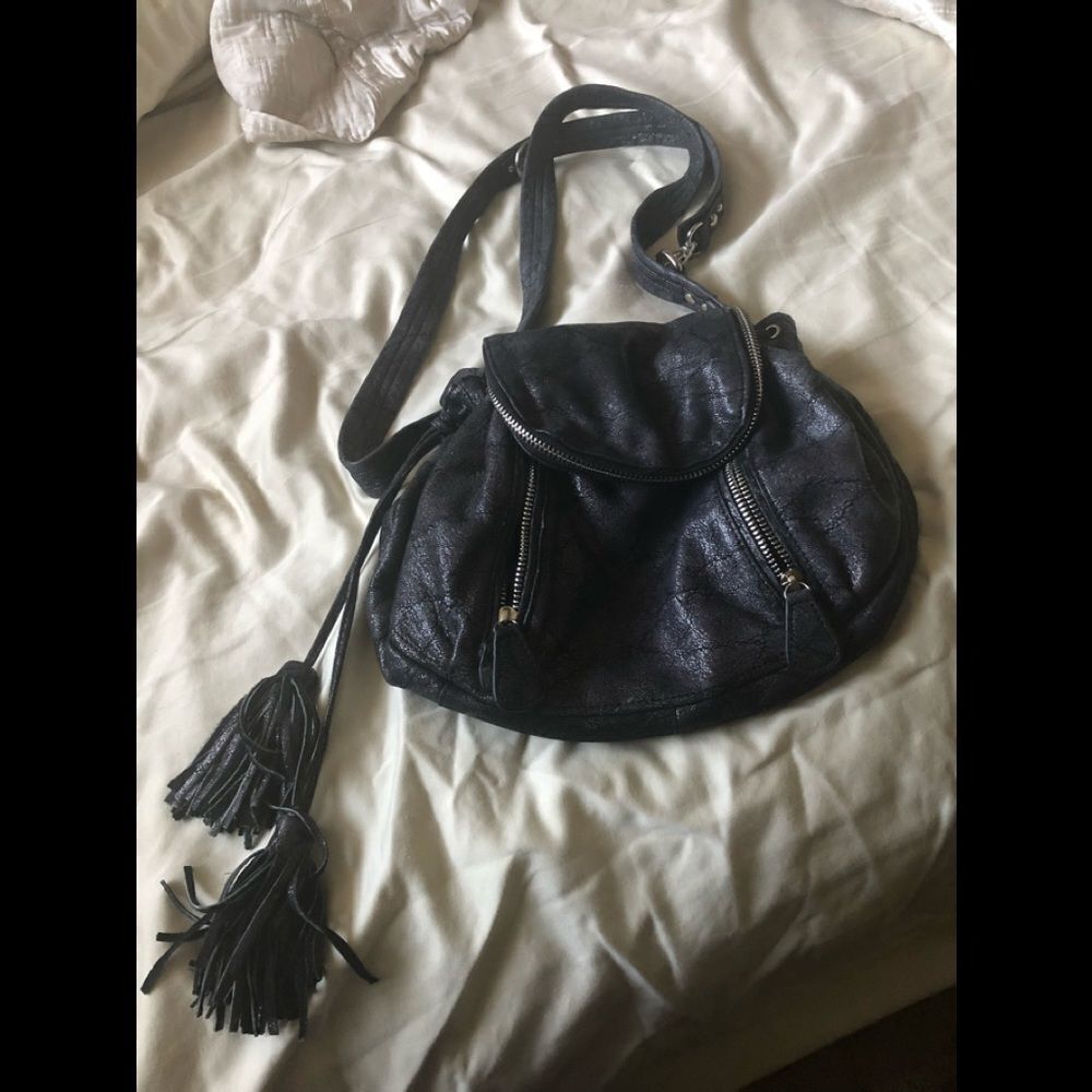 BEBE navy blue suede crossbody/ shoulder bag